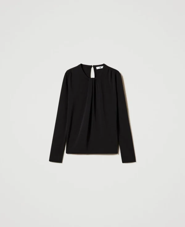 Blouses Et Chemises*TWINSET Milano Blouse En Jersey Crêpé Avec Drapé Noir