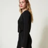 Blouses Et Chemises*TWINSET Milano Blouse En Jersey Crêpé Avec Drapé Noir