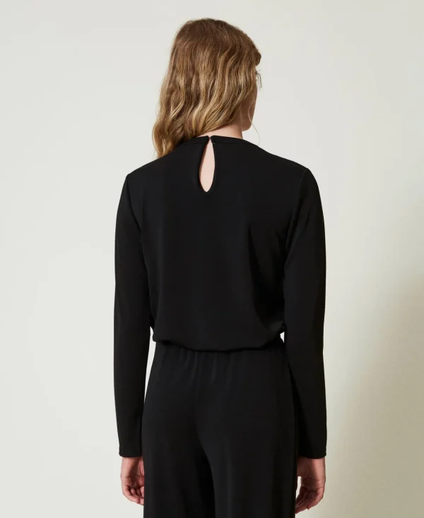 Blouses Et Chemises*TWINSET Milano Blouse En Jersey Crêpé Avec Drapé Noir