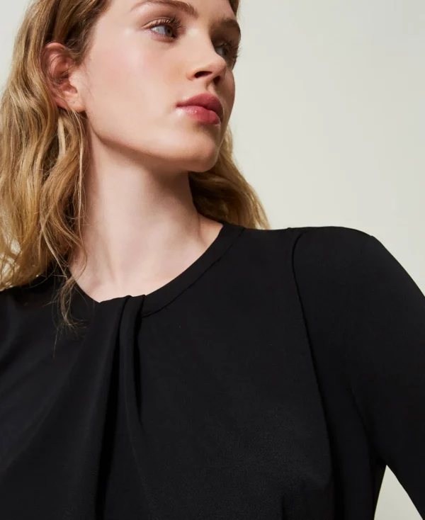 Blouses Et Chemises*TWINSET Milano Blouse En Jersey Crêpé Avec Drapé Noir