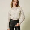 Blouses Et Chemises*TWINSET Milano Blouse En Mousseline Avec Dentelle Et Broderies Blanc Neige