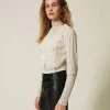 Blouses Et Chemises*TWINSET Milano Blouse En Mousseline Avec Dentelle Et Broderies Blanc Neige
