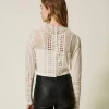 Blouses Et Chemises*TWINSET Milano Blouse En Mousseline Avec Dentelle Et Broderies Blanc Neige