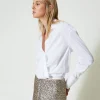 Blouses Et Chemises*TWINSET Milano Blouse En Popeline Avec Finition Croisée Blanc
