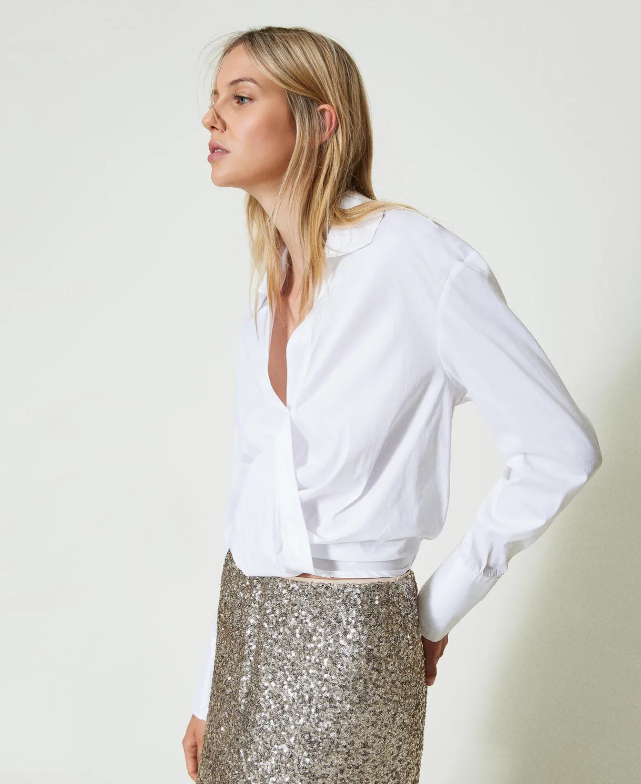 Blouses Et Chemises*TWINSET Milano Blouse En Popeline Avec Finition Croisée Blanc