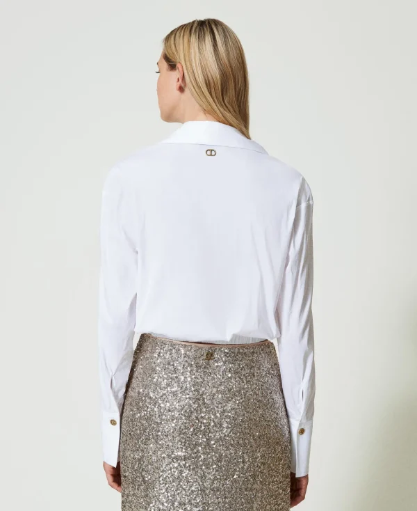 Blouses Et Chemises*TWINSET Milano Blouse En Popeline Avec Finition Croisée Blanc