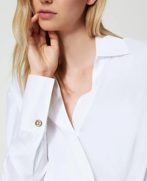 Blouses Et Chemises*TWINSET Milano Blouse En Popeline Avec Finition Croisée Blanc