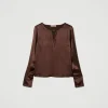 blouse_en_satin_avec_oval_1.webp Blouses Et Chemises*TWINSET Milano Blouse En Satin Avec Oval T Chocolat