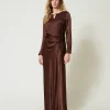 blouse_en_satin_avec_oval_5.webp Blouses Et Chemises*TWINSET Milano Blouse En Satin Avec Oval T Chocolat