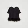 blouse_en_satin_avec_plum_1.webp Blouses Et Chemises*TWINSET Milano Blouse En Satin Avec Plumes Noir