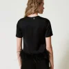 blouse_en_satin_avec_plum_3.webp Blouses Et Chemises*TWINSET Milano Blouse En Satin Avec Plumes Noir