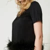 blouse_en_satin_avec_plum_4.webp Blouses Et Chemises*TWINSET Milano Blouse En Satin Avec Plumes Noir