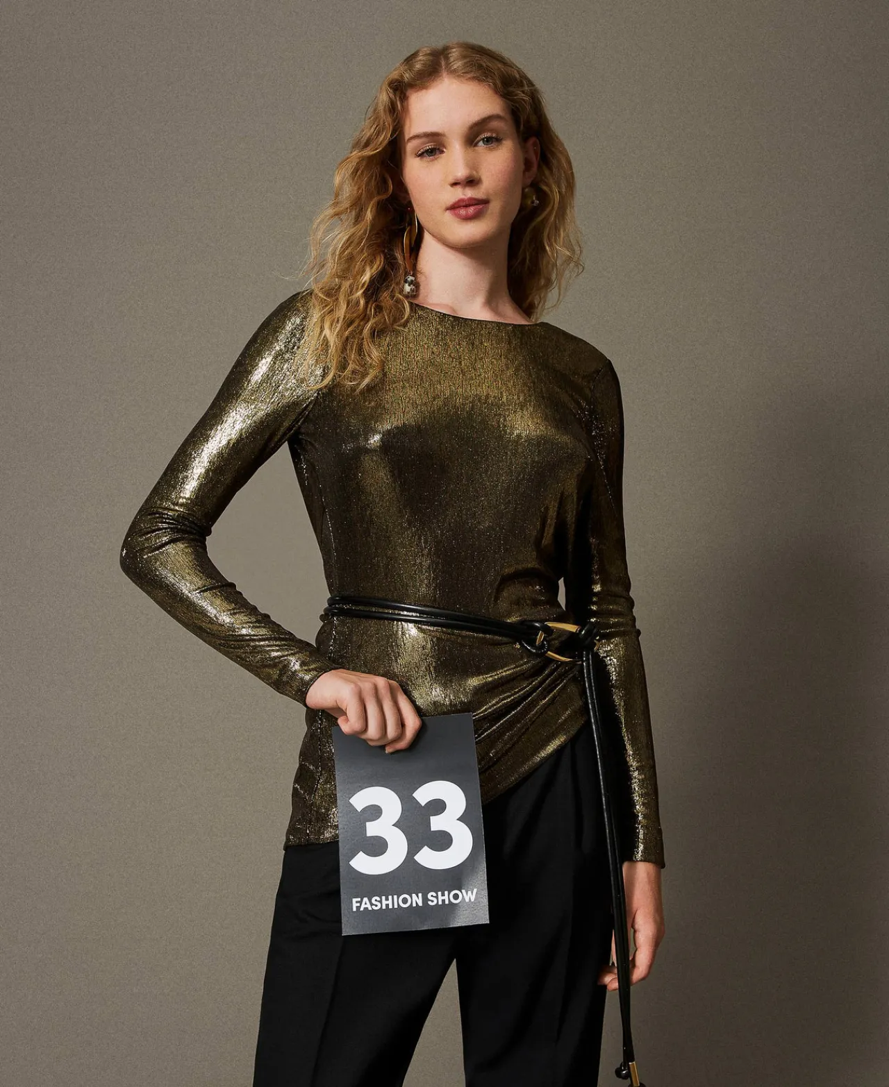 Blouses Et Chemises*TWINSET Milano Blouse Lamée Avec Nœud Lamé Or/Noir