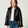Blousons Et Manteaux*TWINSET Milano Blouson Aviateur Avec Fausse Fourrure Noir