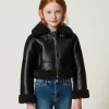 Blousons Et Manteaux*TWINSET Milano Blouson Aviateur Avec Fausse Fourrure Noir