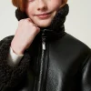 Blousons Et Manteaux*TWINSET Milano Blouson Aviateur Avec Fausse Fourrure Noir