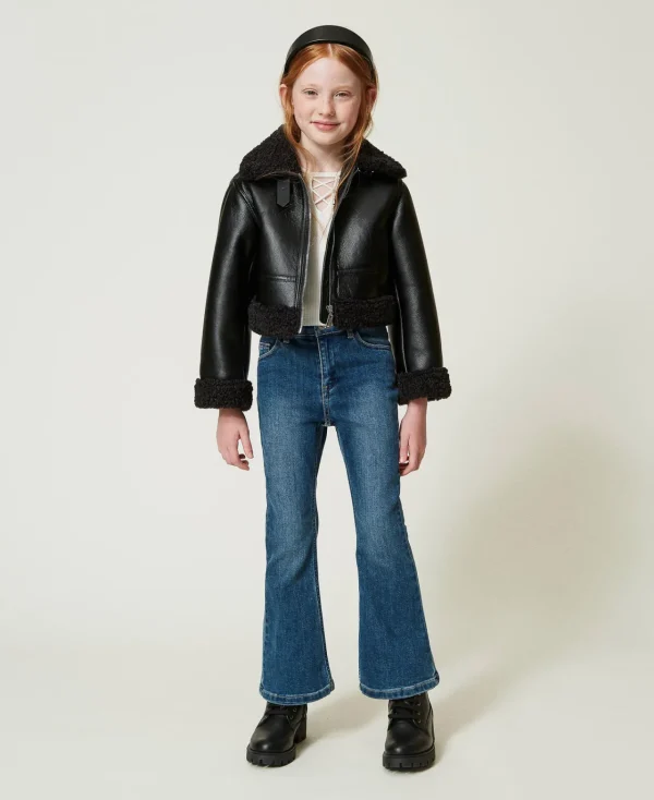 Blousons Et Manteaux*TWINSET Milano Blouson Aviateur Avec Fausse Fourrure Noir