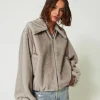 Blousons Et Doudounes*TWINSET Milano Blouson Court En Fausse Fourrure Gris Fumé