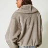 Blousons Et Doudounes*TWINSET Milano Blouson Court En Fausse Fourrure Gris Fumé