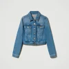 blouson_en_jean_avec_poch_1.webp Blousons Et Doudounes*TWINSET Milano Blouson En Jean Avec Poches Denim