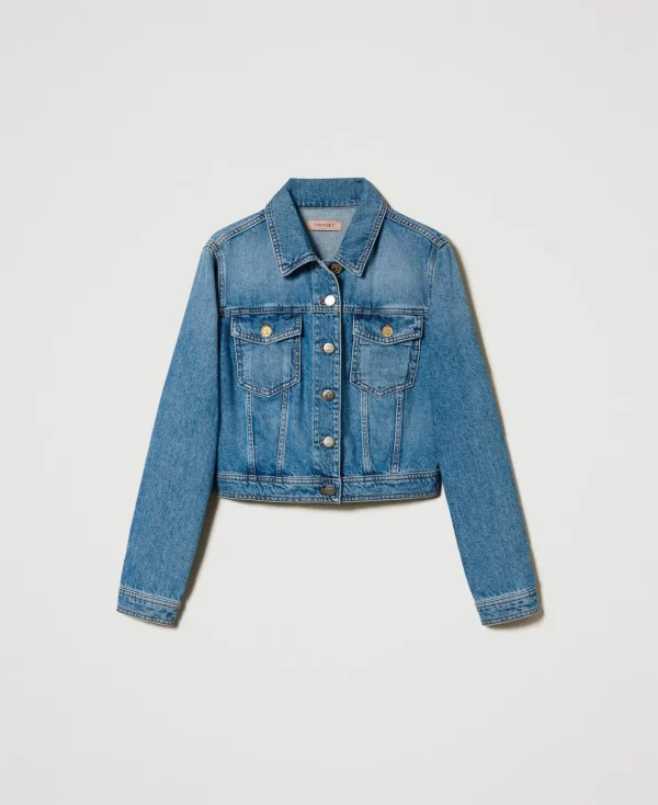 blouson_en_jean_avec_poch_1.webp Blousons Et Doudounes*TWINSET Milano Blouson En Jean Avec Poches Denim