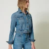 blouson_en_jean_avec_poch_3.webp Blousons Et Doudounes*TWINSET Milano Blouson En Jean Avec Poches Denim