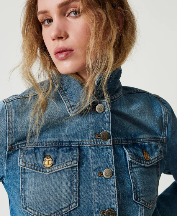 blouson_en_jean_avec_poch_5.webp Blousons Et Doudounes*TWINSET Milano Blouson En Jean Avec Poches Denim