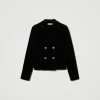 blouson_en_maille_avec_bo_1.webp Blousons Et Doudounes | Blazers*TWINSET Milano Blouson En Maille Avec Boutons Oval T Noir