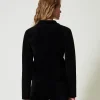 blouson_en_maille_avec_bo_3.webp Blousons Et Doudounes | Blazers*TWINSET Milano Blouson En Maille Avec Boutons Oval T Noir