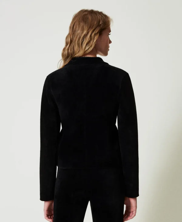 blouson_en_maille_avec_bo_3.webp Blousons Et Doudounes | Blazers*TWINSET Milano Blouson En Maille Avec Boutons Oval T Noir
