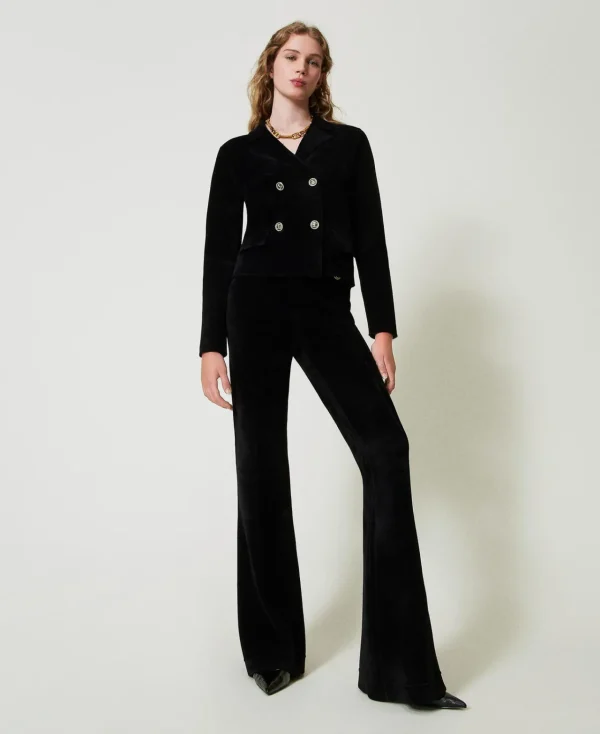 blouson_en_maille_avec_bo_5.webp Blousons Et Doudounes | Blazers*TWINSET Milano Blouson En Maille Avec Boutons Oval T Noir