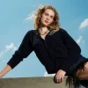 Blousons Et Doudounes*TWINSET Milano Blouson En Maille Jacquard à Carreaux Jacquard Carreau Bleu Classique/Lurex Noir