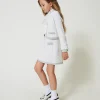 Blousons Et Manteaux*TWINSET Milano Blouson En Maille Jacquard Avec Oval T Bicolore Blanc Cassé/Argent Métallisé
