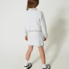 Blousons Et Manteaux*TWINSET Milano Blouson En Maille Jacquard Avec Oval T Bicolore Blanc Cassé/Argent Métallisé