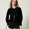 blouson_en_velours_avec_b_2.webp Blousons Et Doudounes | Blazers*TWINSET Milano Blouson En Velours Avec Broderie Noir
