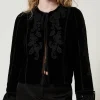blouson_en_velours_avec_b_5.webp Blousons Et Doudounes | Blazers*TWINSET Milano Blouson En Velours Avec Broderie Noir