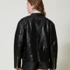 blouson_motard_fairfax_en_4.webp Blousons Et Doudounes*TWINSET Milano Blouson Motard «Fairfax» En Cuir Noir
