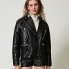 blouson_motard_fairfax_en_5.webp Blousons Et Doudounes*TWINSET Milano Blouson Motard «Fairfax» En Cuir Noir