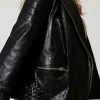 blouson_motard_fairfax_en_6.webp Blousons Et Doudounes*TWINSET Milano Blouson Motard «Fairfax» En Cuir Noir