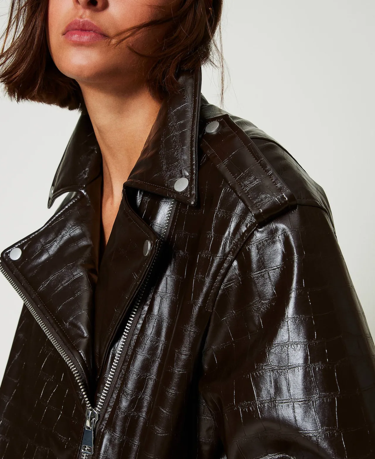 Blousons Et Doudounes*TWINSET Milano Blouson Perfecto Avec Imprimé Animalier Marron « Molè »