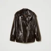 blouson_perfecto_avec_imp_1.webp Blousons Et Doudounes*TWINSET Milano Blouson Perfecto Avec Imprimé Animalier Marron « Molè »