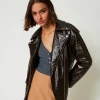 blouson_perfecto_avec_imp_2.webp Blousons Et Doudounes*TWINSET Milano Blouson Perfecto Avec Imprimé Animalier Marron « Molè »