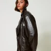 blouson_perfecto_avec_imp_3.webp Blousons Et Doudounes*TWINSET Milano Blouson Perfecto Avec Imprimé Animalier Marron « Molè »