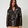 blouson_perfecto_avec_imp_6.webp Blousons Et Doudounes*TWINSET Milano Blouson Perfecto Avec Imprimé Animalier Marron « Molè »