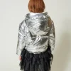 Blousons Et Manteaux*TWINSET Milano Blouson Réversible En Fausse Fourrure Bicolore Blanc Cassé/Argent Métallisé