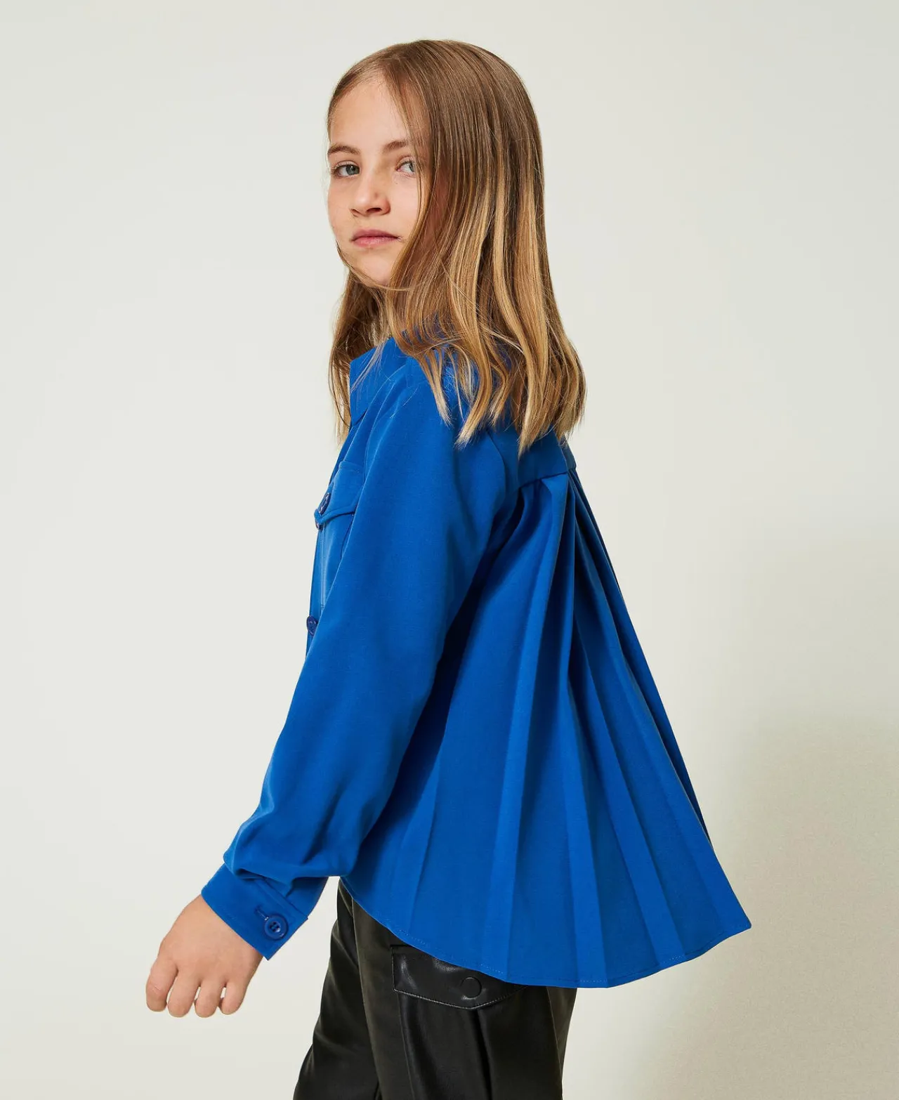 Blousons Et Manteaux | Blouses Et Chemises*TWINSET Milano Blouson Surchemise En Flanelle Bleu « Surf »