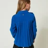 blouson_surchemise_en_fla_3.webp Blousons Et Manteaux | Blouses Et Chemises*TWINSET Milano Blouson Surchemise En Flanelle Bleu « Surf »
