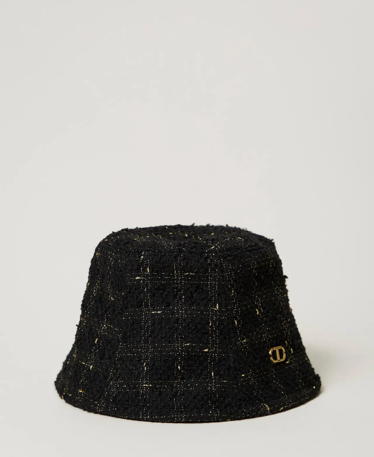 Chapeaux*TWINSET Milano Bob En Tissu Bouclé Avec Oval T Bouclé Noir/Or