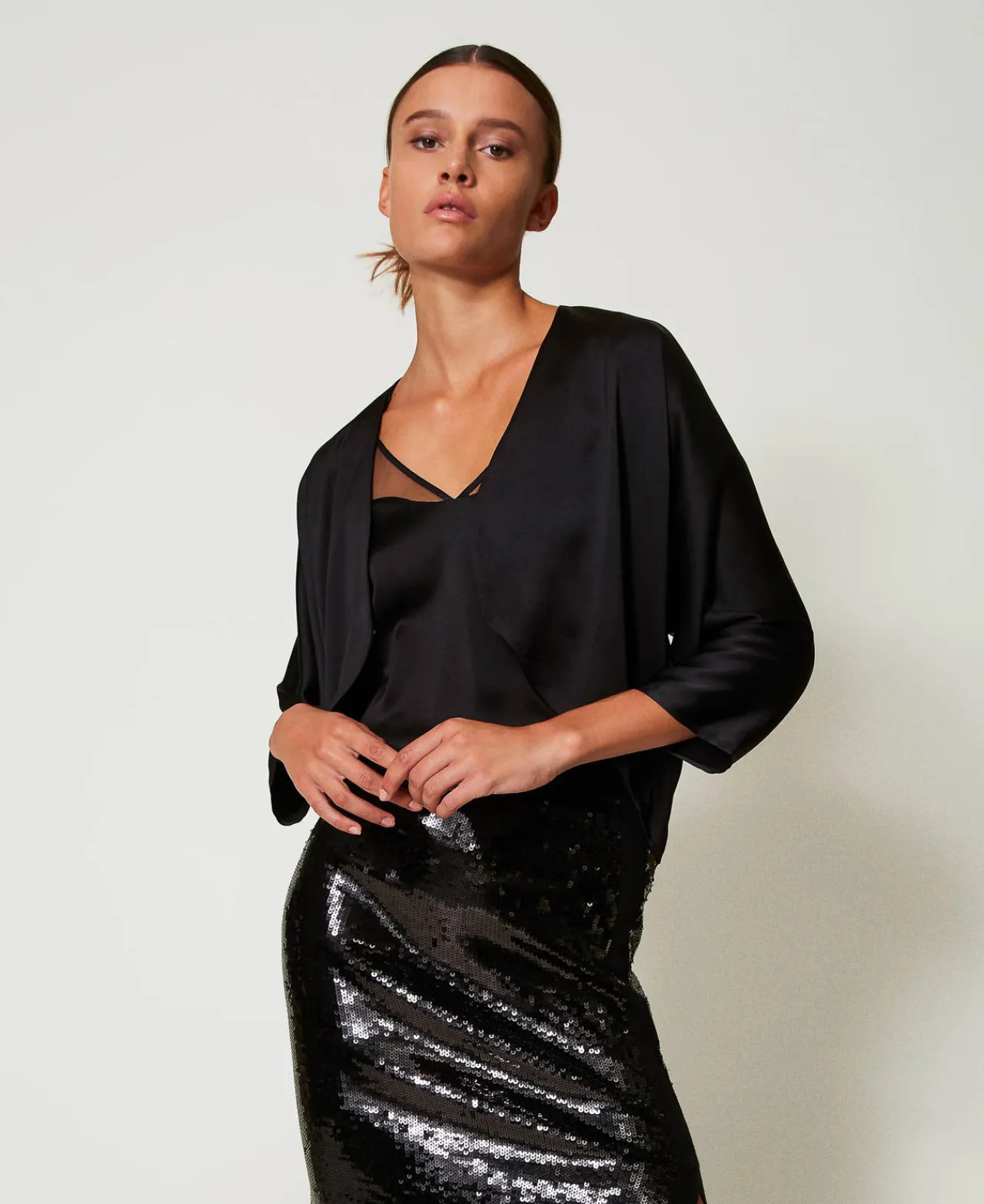 Blousons Et Doudounes | Blazers*TWINSET Milano Boléro En Satin Noir