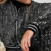 Blousons Et Manteaux*TWINSET Milano Bomber Avec Sequins All-over Canon de Fusil Métallisé